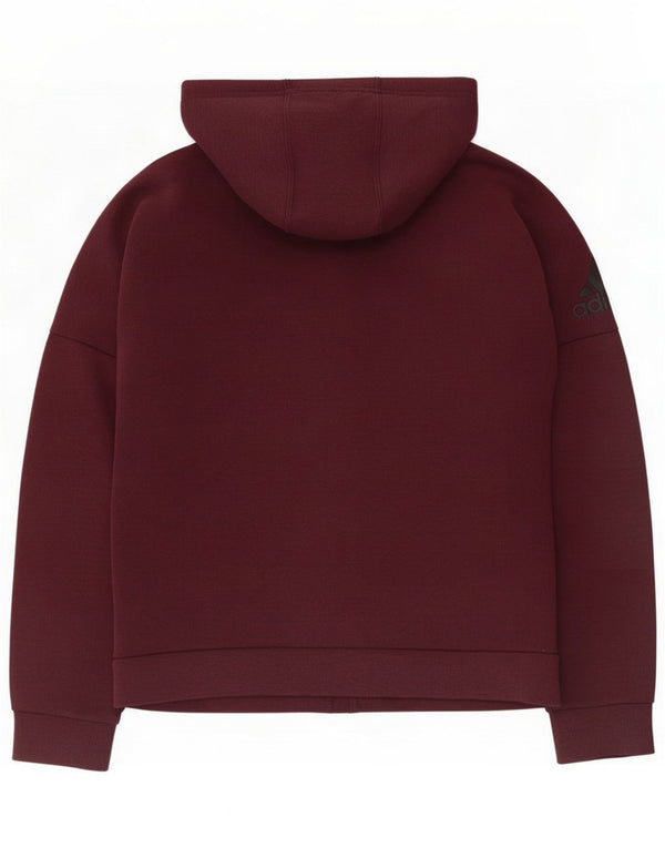 Adidas Damen Zip Hoodie Pullover UK 10 Small Burgundy Cotton