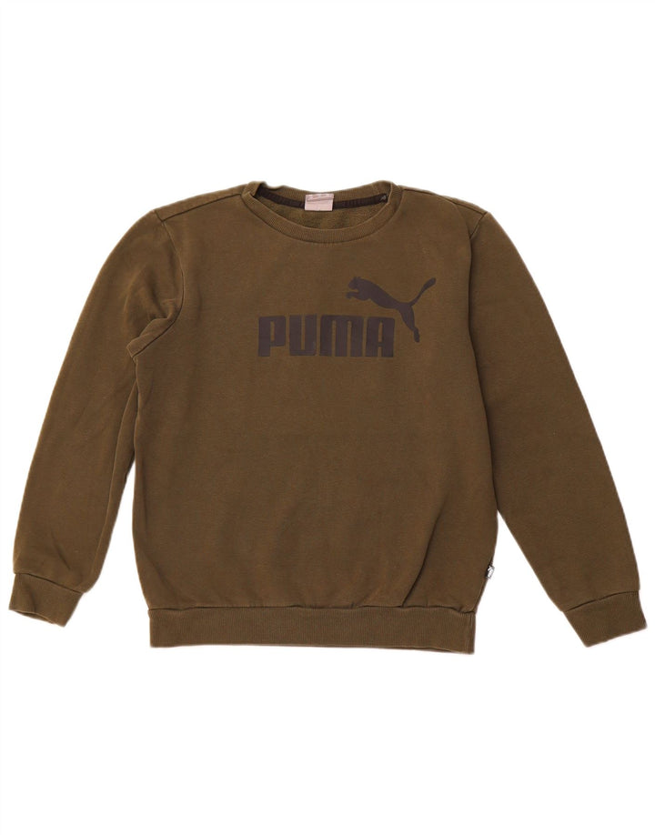 PUMA Herren Grafik Sweatshirt Pullover XS Khaki Baumwolle