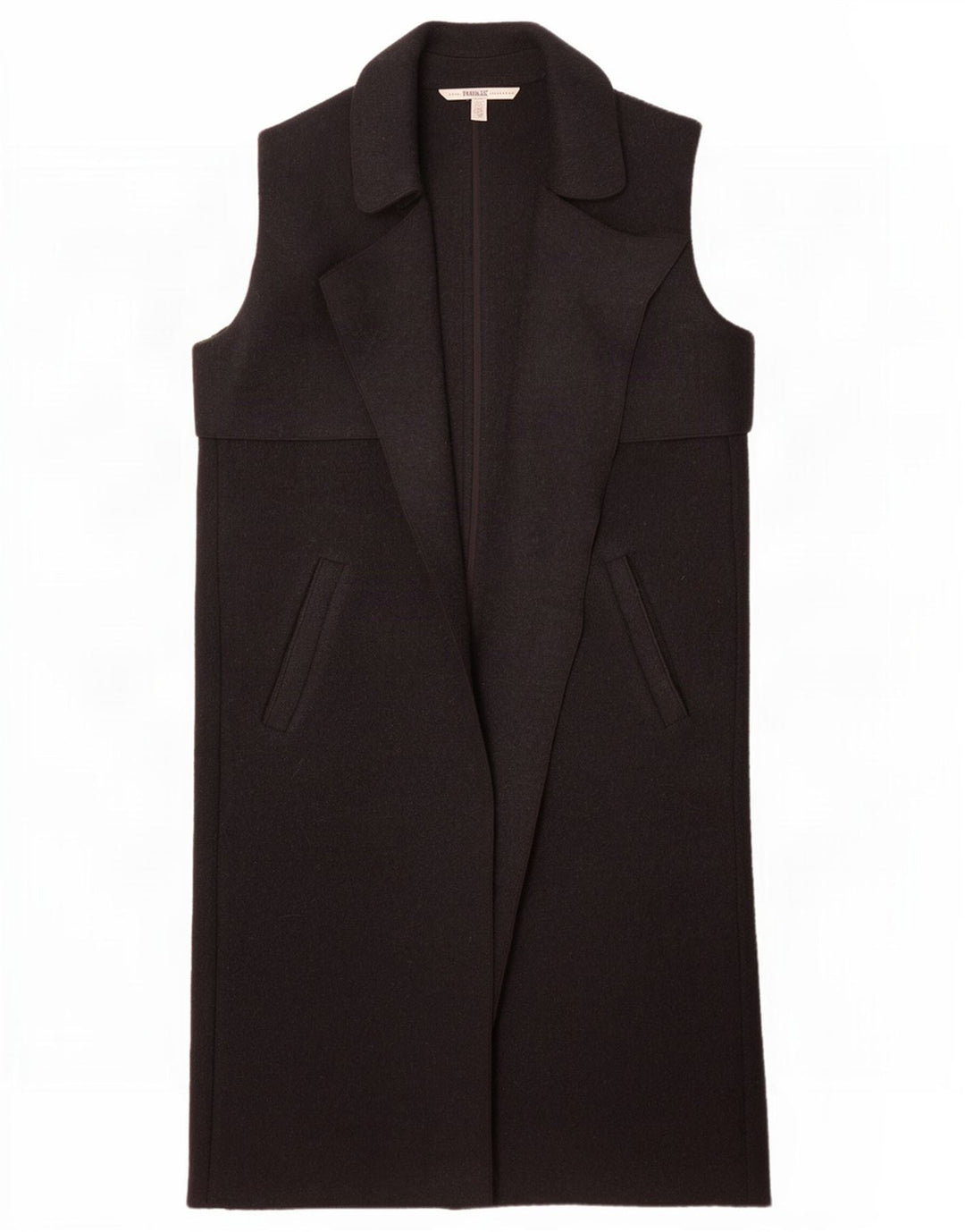 Zara Damen Trafaluc ärmelloser offener Mantel UK 14 mittelschwarze Wolle