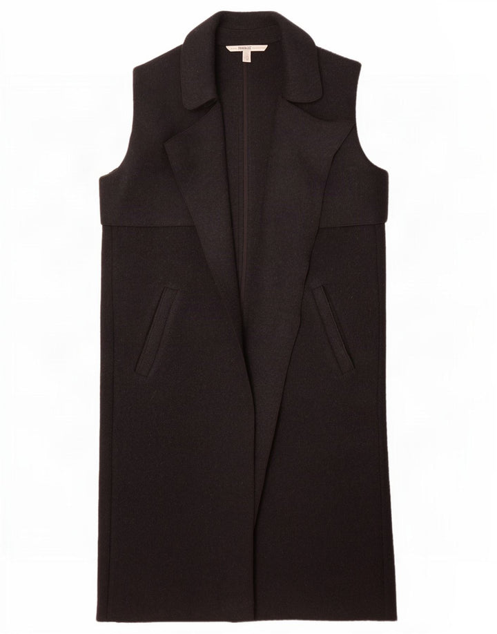 Zara Damen Trafaluc ärmelloser offener Mantel UK 14 mittelschwarze Wolle