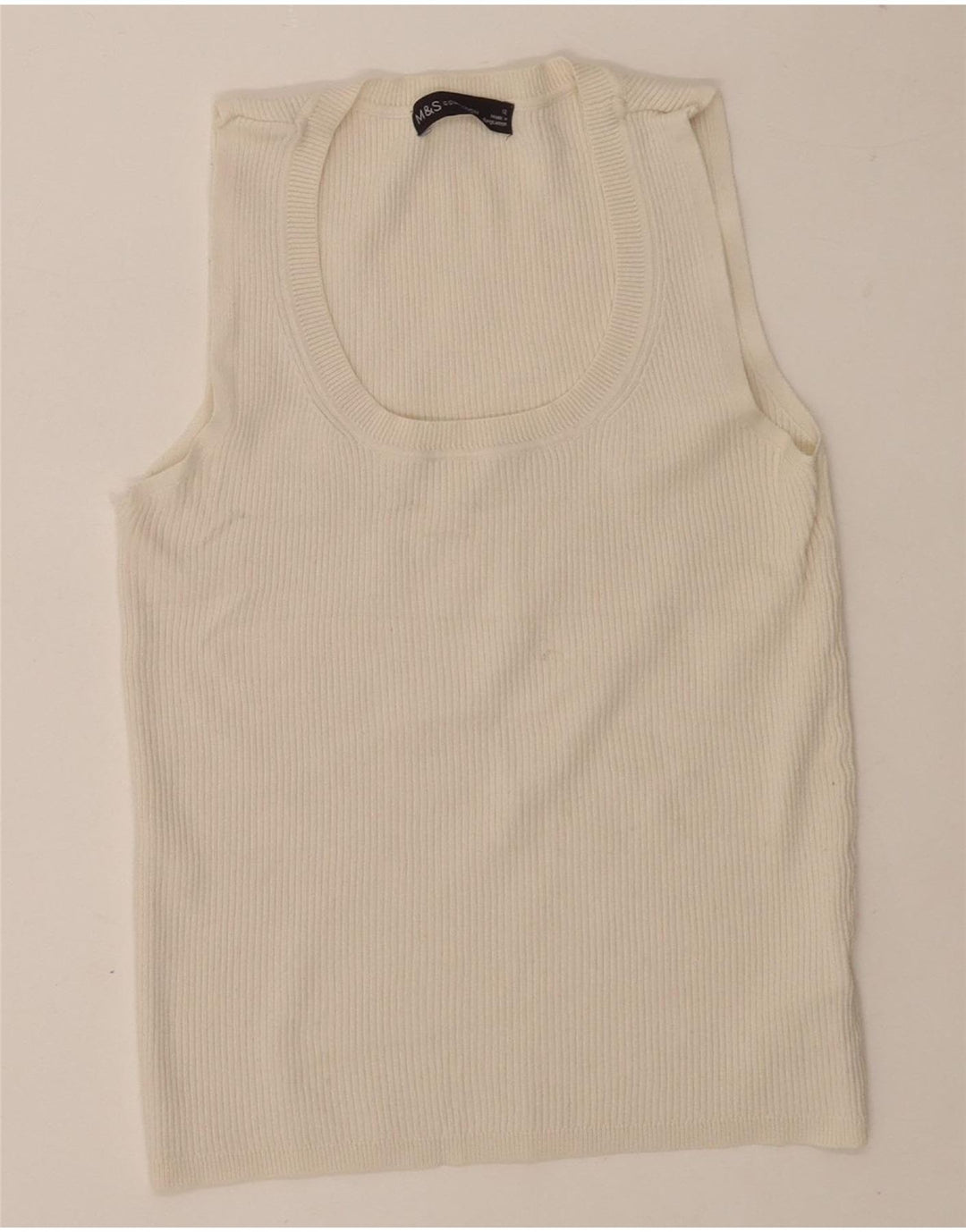 Marks & Spencer Damen Crop Vest Tank Top UK 12 Mittelweiße Viskose