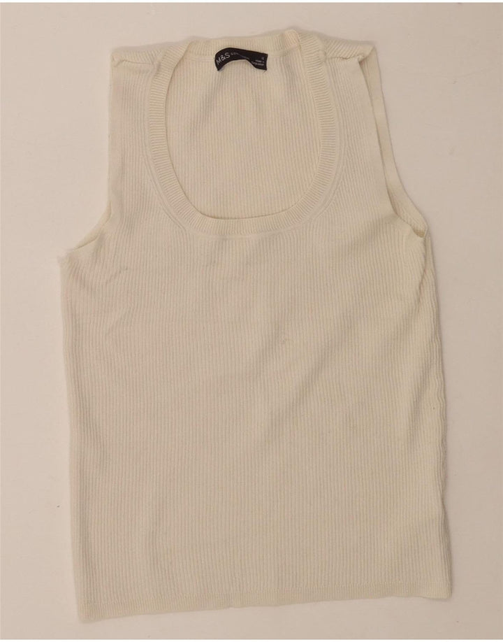 Marks & Spencer Damen Crop Vest Tank Top UK 12 Mittelweiße Viskose