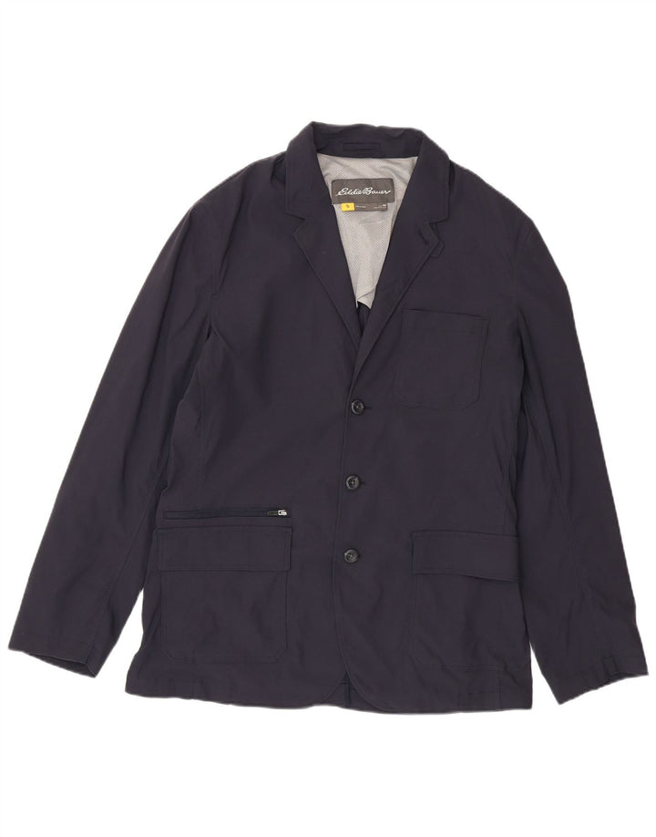 EDDIE BAUER Herren 3-Knopf-Blazerjacke UK 40 Großes marineblaues Nylon