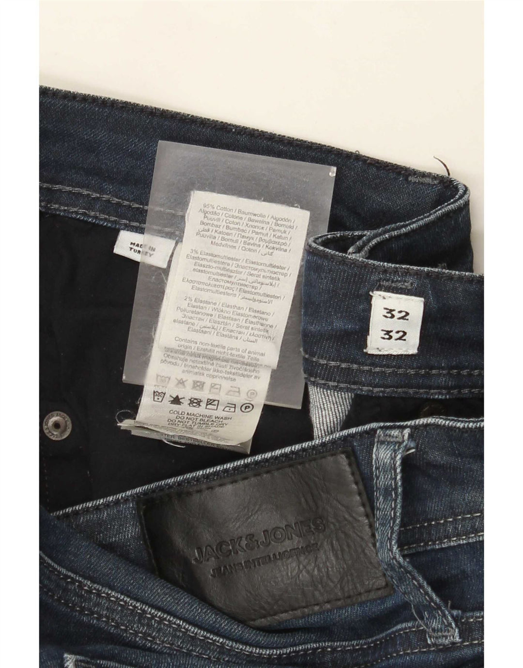 Jack & Jones Herren Straight Jeans W32 L32 Blaue Baumwolle