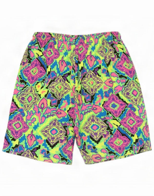 Vintage Damen Shorts UK 14 Large Mehrfarbige geometrische Baumwolle