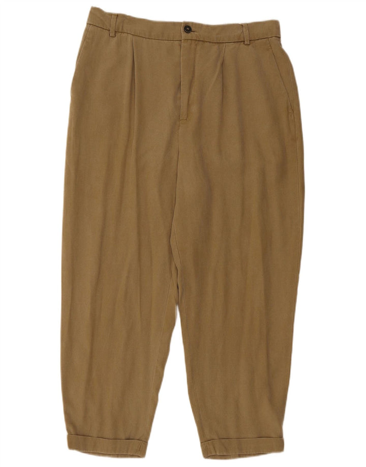 Zara Damen Hose mit Pegged-Ausschnitt, mittelgroß, W28, L23, Braun