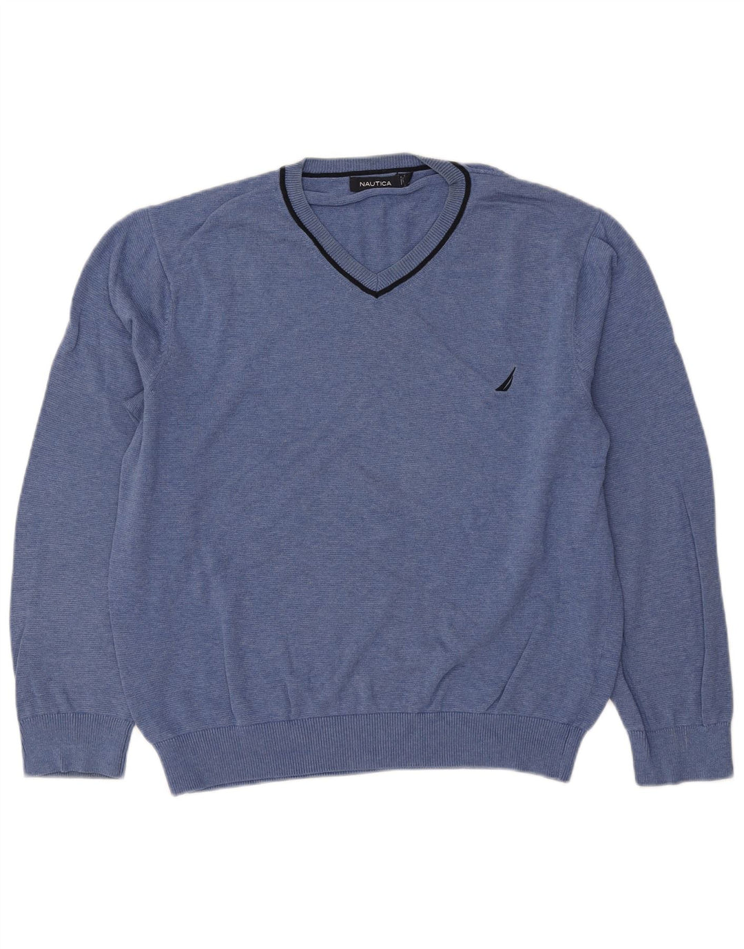 Nautica Herren-Pullover mit V-Ausschnitt, groß, aus blauer Baumwolle