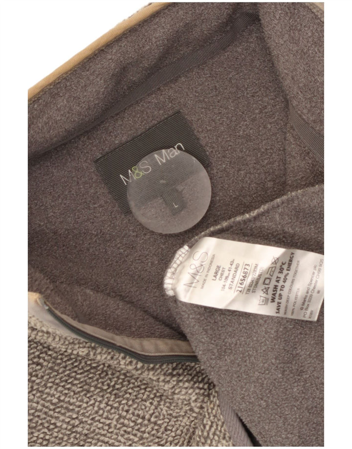 Marks & Spencer Herren-Sweatshirt mit Reißverschluss am Hals, groß, aus grauem Polyester