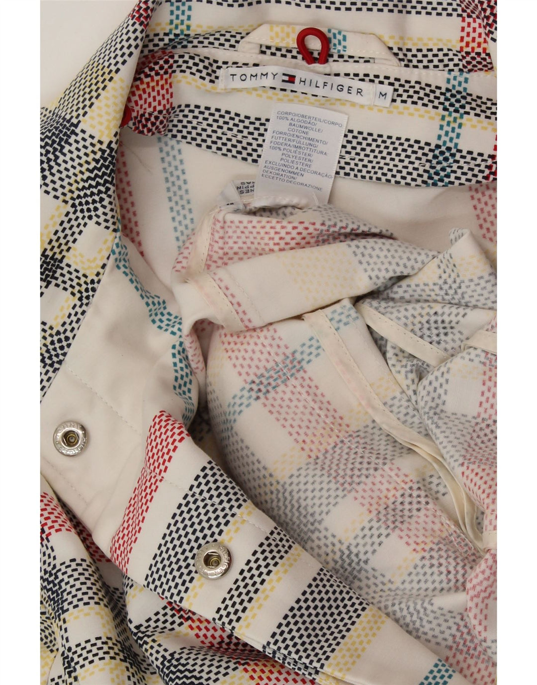 TOMMY HILFIGER Damen Mantel UK 14 Medium Off White Check Cotton