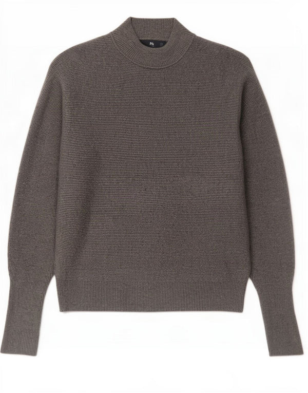 Zara Damen Crop Rollkragenpullover Pullover UK 14 Mittelgraue Viskose