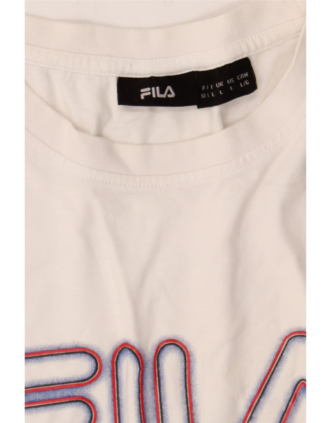 FILA Mens Graphic T-Shirt Top Large White Vintage Fila and Second-Hand Fila from Messina Hembry 