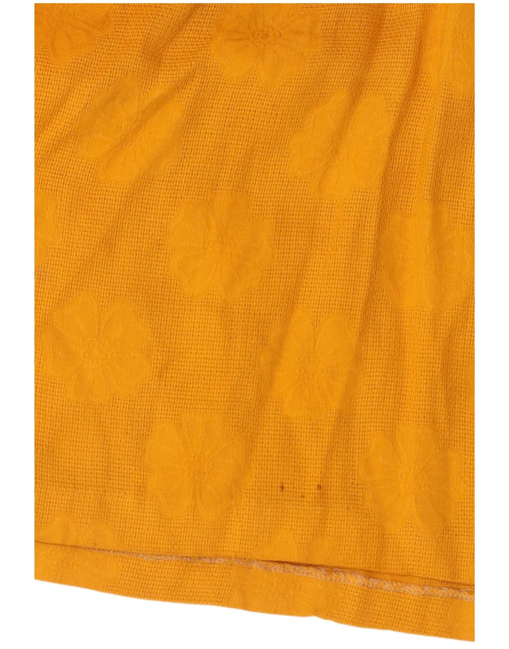 Vintage Damen Pullover Hemdbluse EU 40 Mittelgelb geblümt