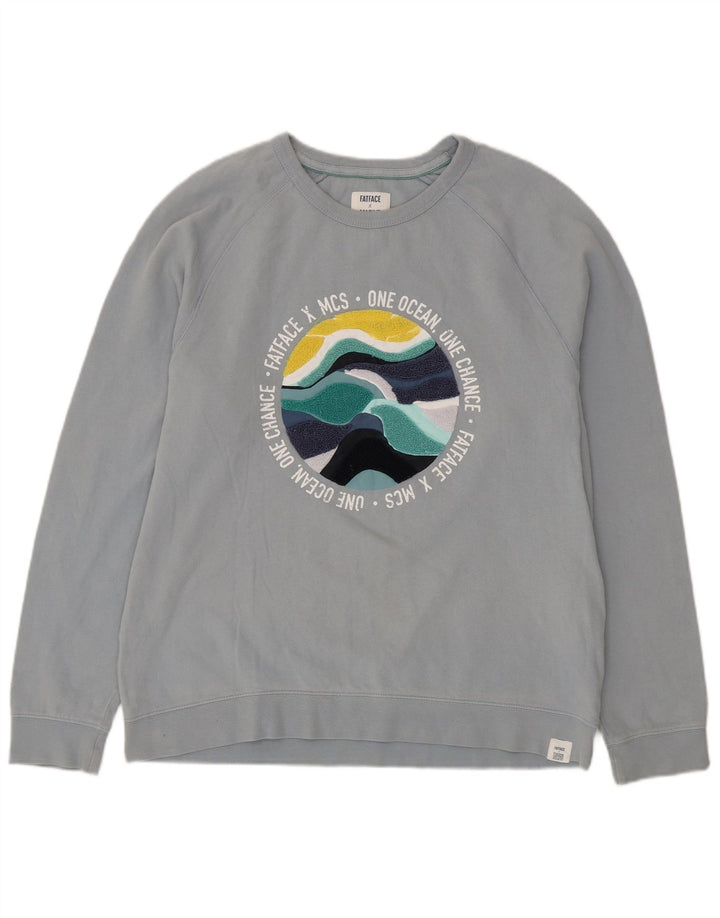 Fat Face Herren-Sweatshirt mit Grafik, mittelblaue Baumwolle