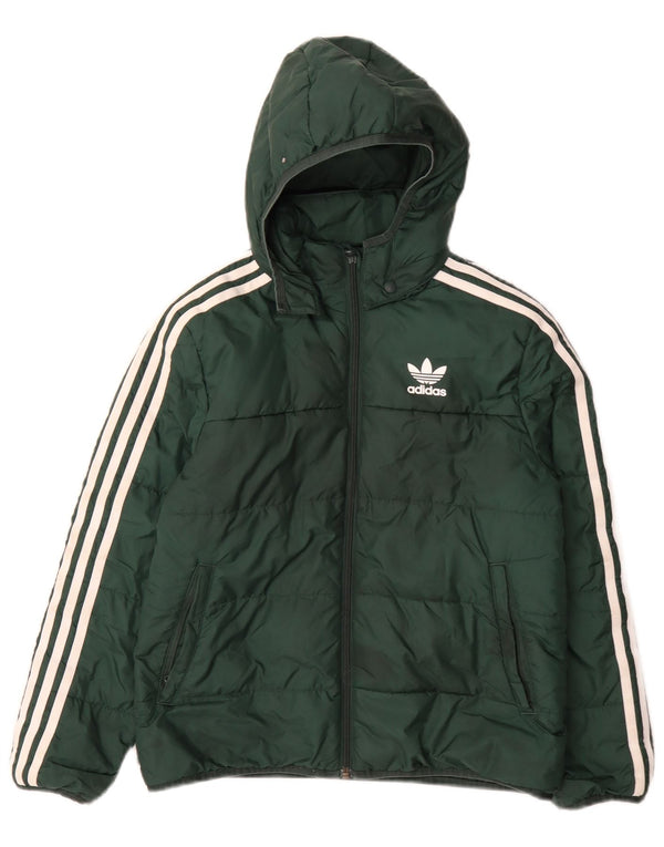 Adidas Jungen wattierte Jacke mit Kapuze, 10–11 Jahre, grünes Polyester