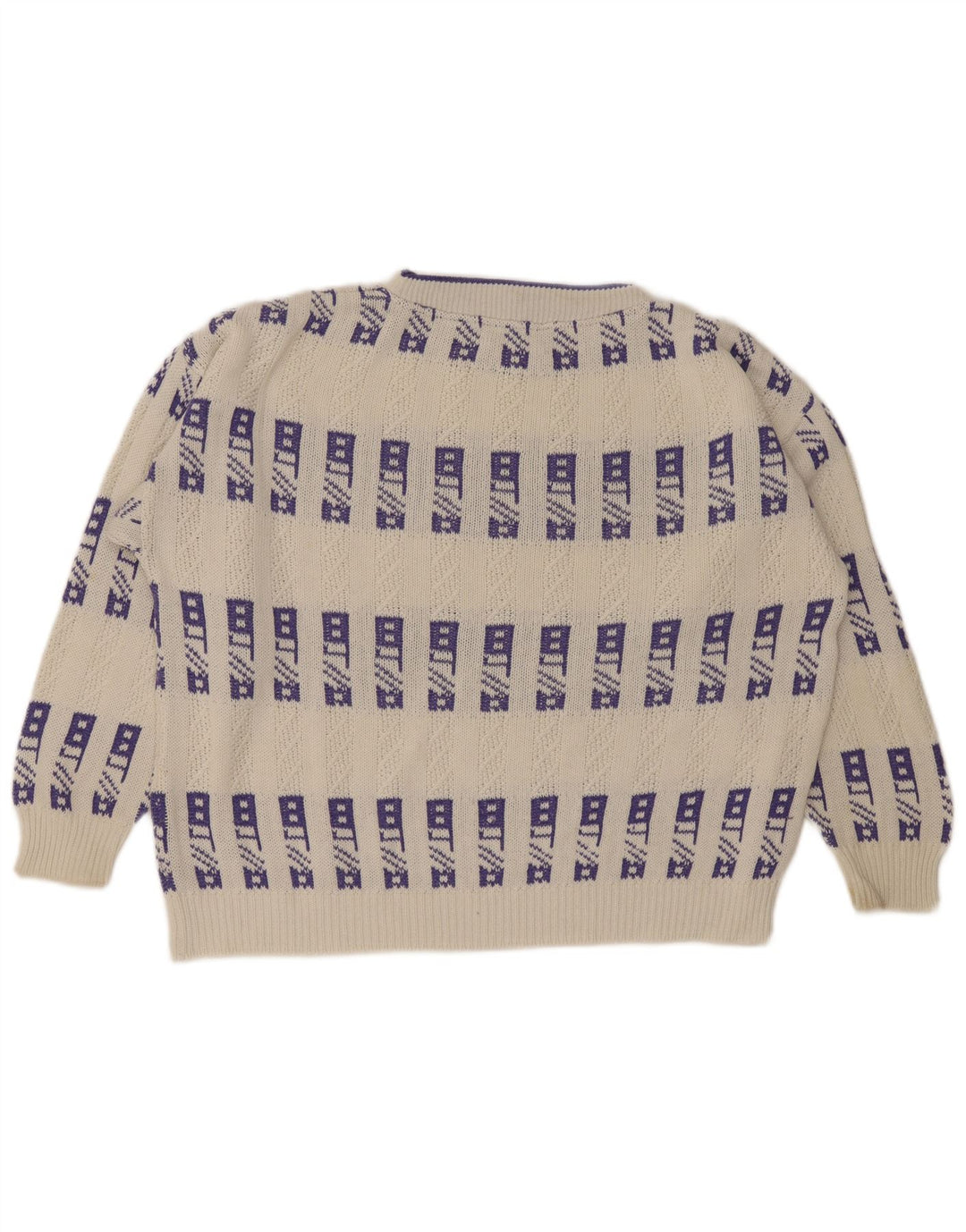 Eisbar Herren-Pullover mit Rundhalsausschnitt, XL, Weiß, geometrisch