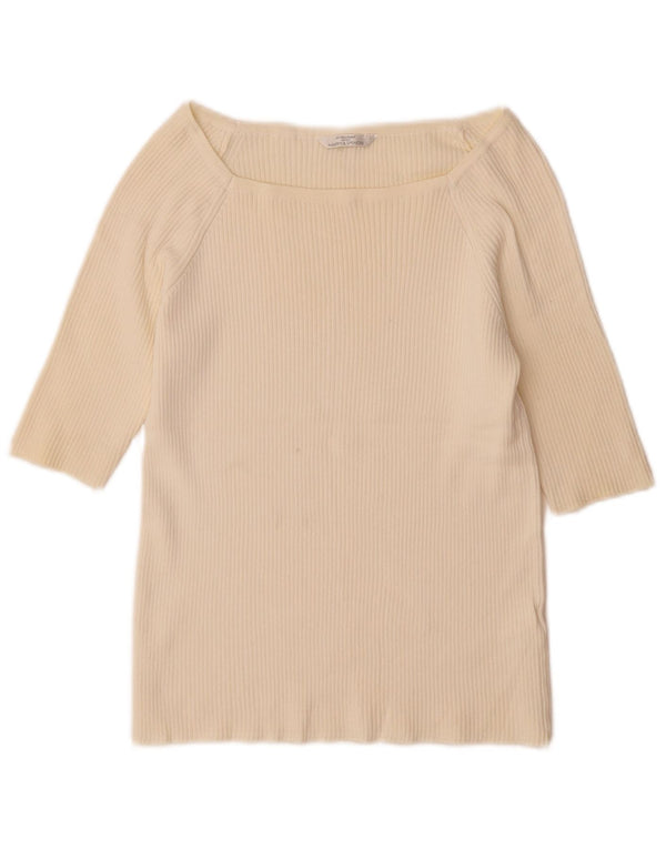 Marks & Spencer Damen-Pullover mit 3/4-Ärmeln, Gr. 14, Weiß