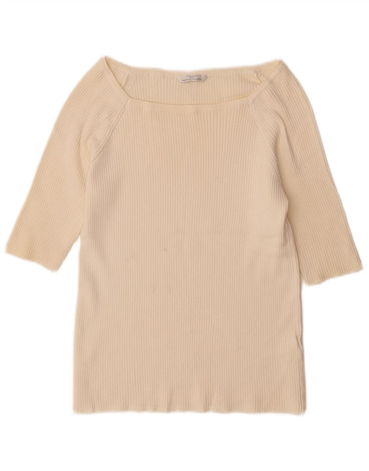 Marks & Spencer Damen-Pullover mit 3/4-Ärmeln, Gr. 14, Weiß