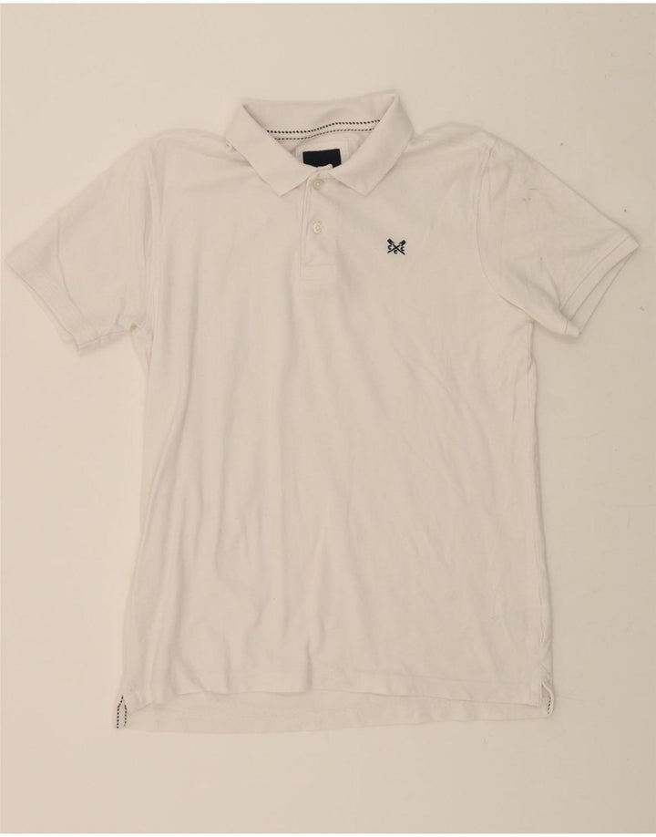 CREW CLOTHING Mens Polo Shirt Medium White Cotton Vintage Crew Clothing and Second-Hand Crew Clothing from Messina Hembry 