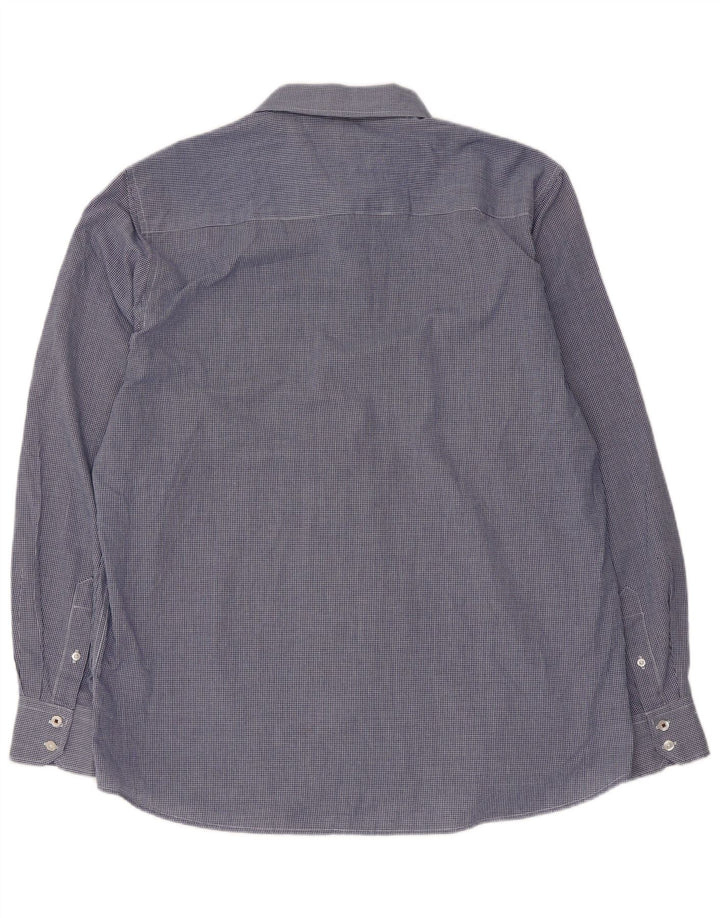 PIERRE CARDIN Herren-Hemd mit normaler Passform, 2XL, blaues Gingham-Polyester