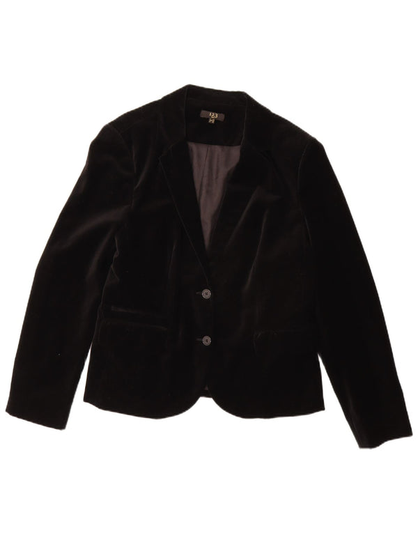 1.2.3 PARIS Damen-Blazer aus Samt mit 2 Knöpfen, EU 44, mittelschwarz, Baumwolle