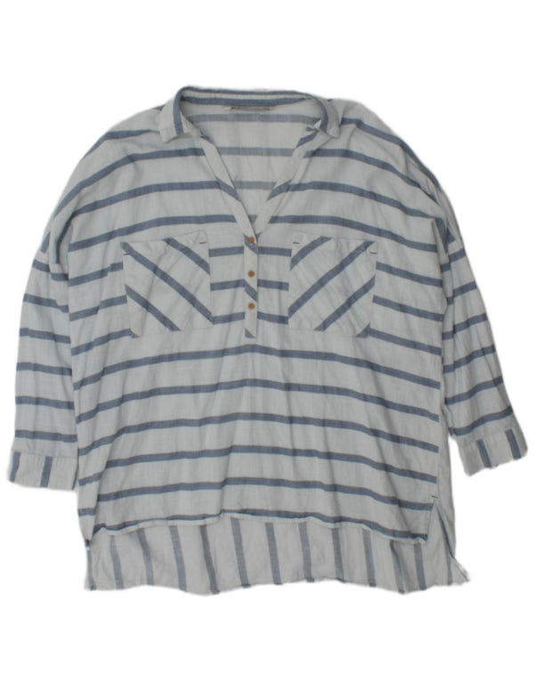 Zara Damen-Oversize-Blusenoberteil, UK 18, XL, blau gestreift