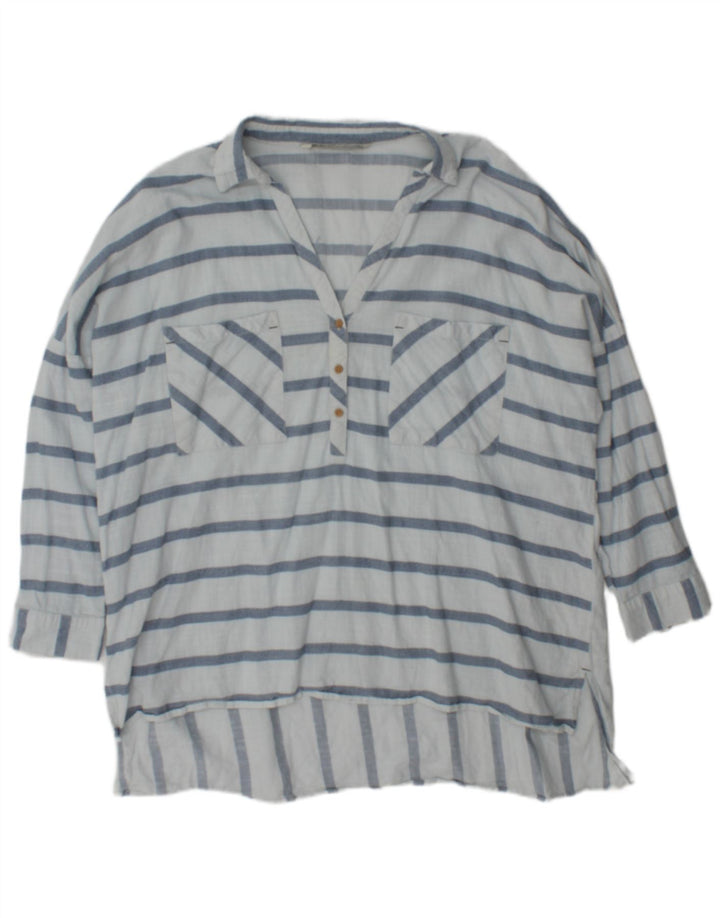 Zara Damen-Oversize-Blusenoberteil, UK 18, XL, blau gestreift