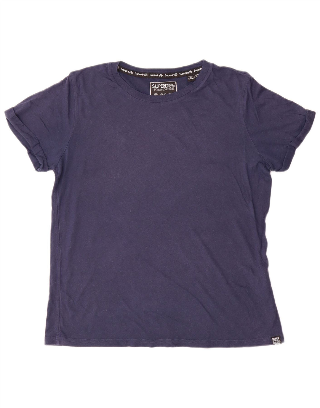 Superdry Damen T-Shirt Top UK 12 Medium Marineblau Baumwolle