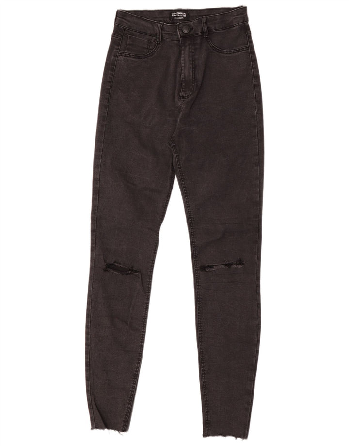 Zara Damen Distressed Skinny Jeans EU 38 Small W28 L29 Grau