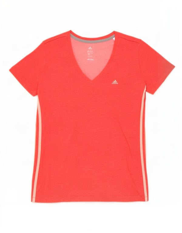 Adidas Damen Climalite T-Shirt Top UK 20/22 XL Rot Baumwolle