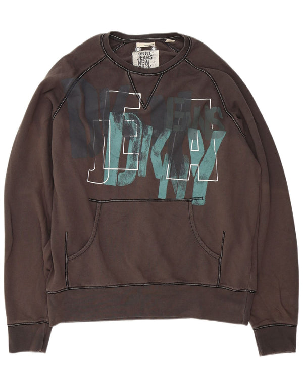 Dkny Herren Grafik-Sweatshirt-Pullover XL aus grauer Baumwolle