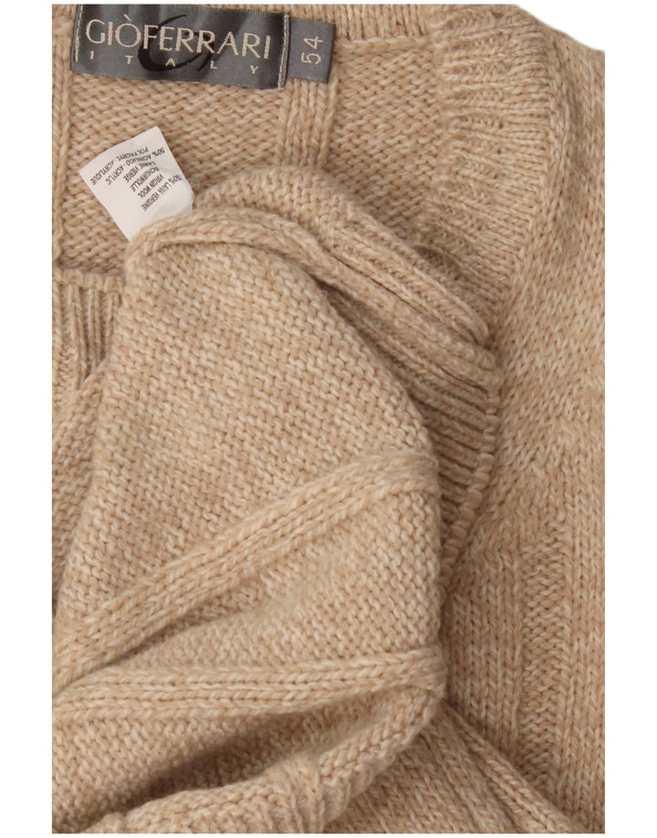 Gioferrari Herren-Pullover mit V-Ausschnitt IT 54 XL Beige Wolle