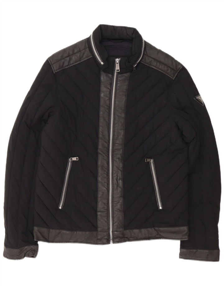 Guess Herren Wattierte Jacke UK 42 XL Schwarz Polyethylen