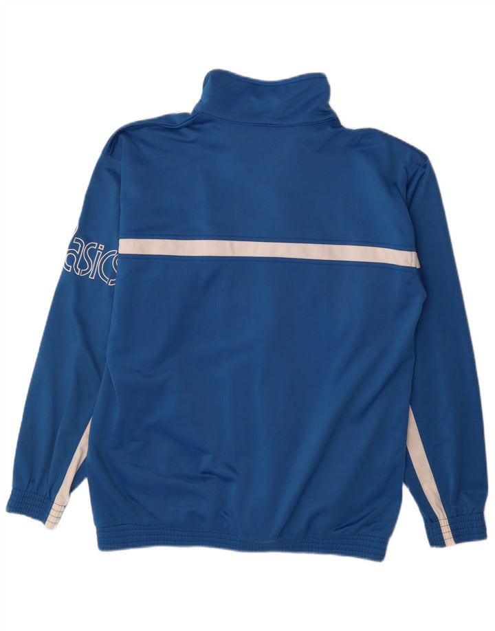 Asics Herren-Trainingsanzug mit Grafik-Oberteil, Mittelblaues Farbblock-Polyester