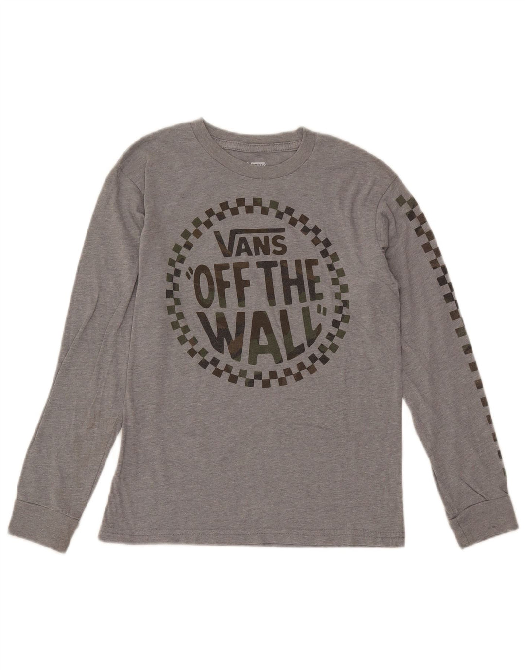 VANS Womens Graphic Top Langarm UK 10 Small Graue Baumwolle