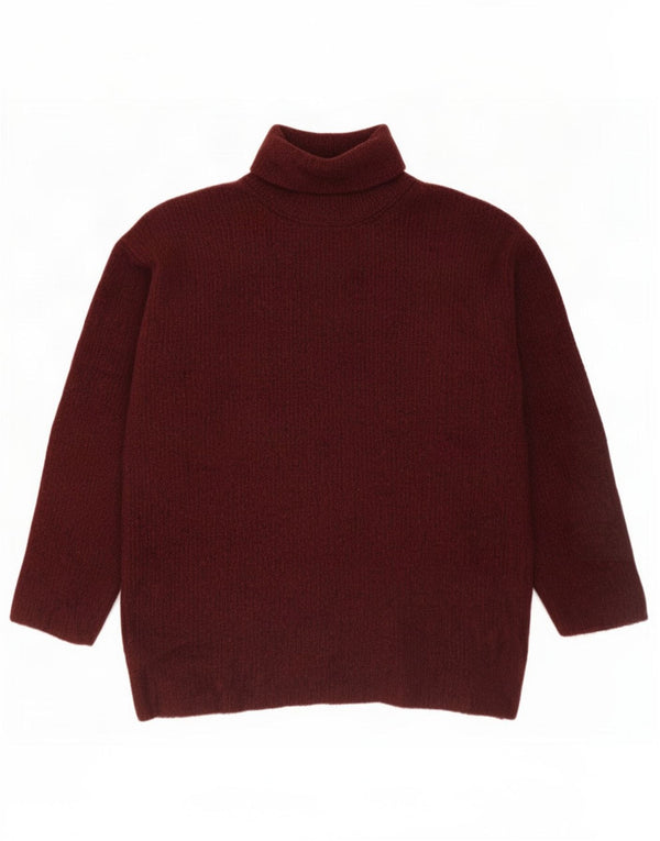 Zara Damen-Pullover mit Rollkragen, übergroß, Gr. 14, mittlere kastanienbraune Viskose