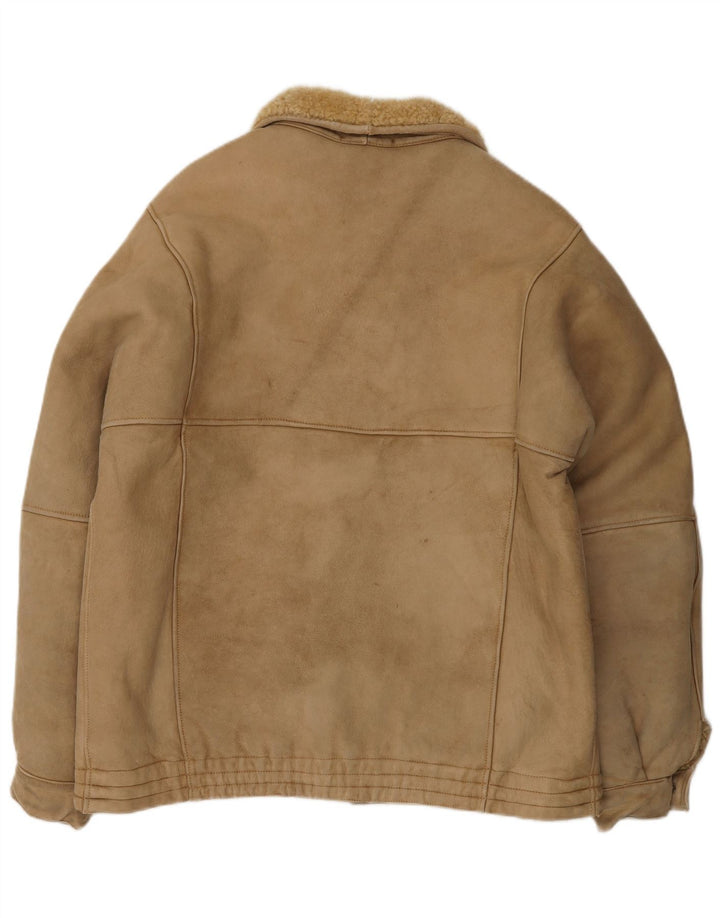 Vintage Herren Shearling Jacke UK 38 Mittelbraun