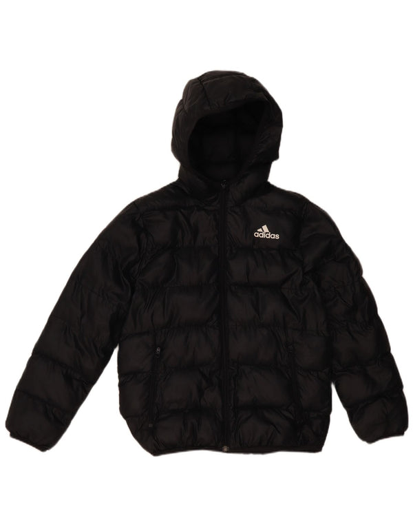 Adidas Jungen wattierte Jacke mit Kapuze, 11–12 Jahre, schwarzes Polyester