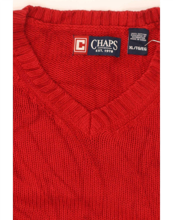 Chaps Herren-Pullover mit V-Ausschnitt, reguläre Passform, XL, rote Baumwolle