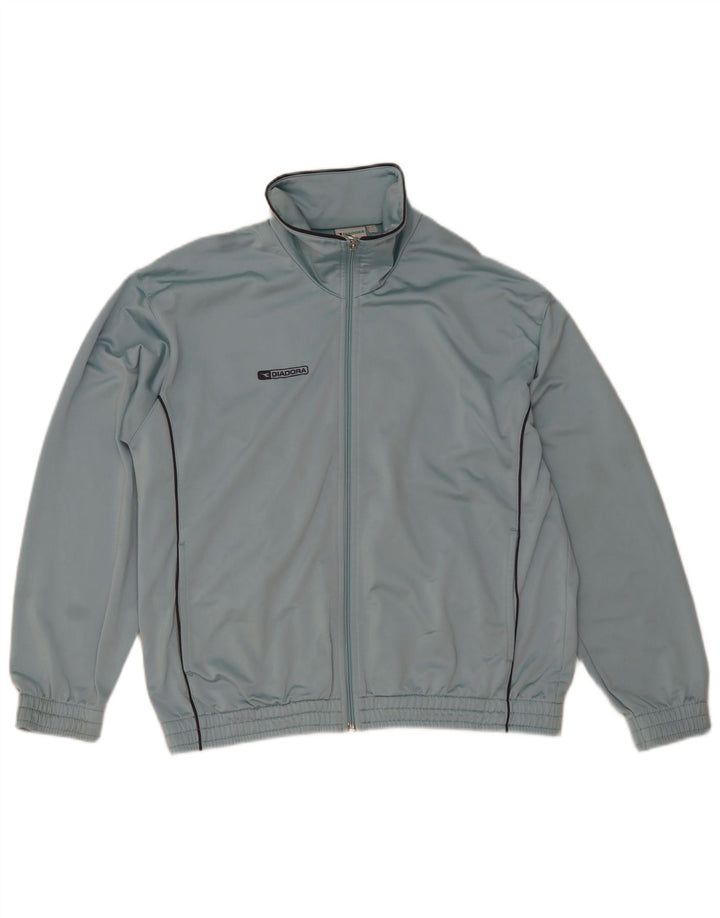 Diadora Herren-Trainingsanzug-Top-Jacke, großes, blaues Polyester