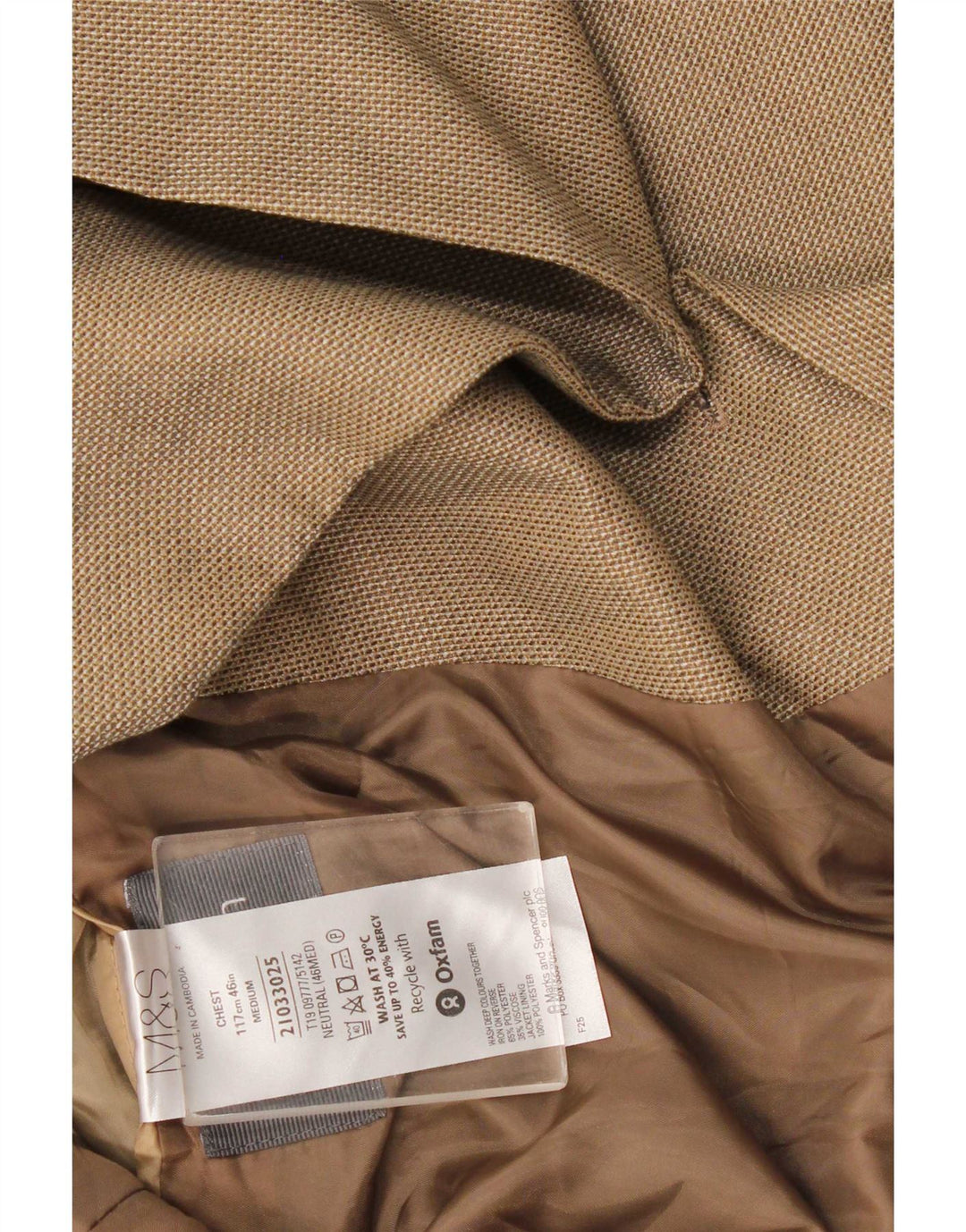 Marks & Spencer Herren-Blazer mit 2 Knöpfen, UK 46, XL, Beige, Polyester