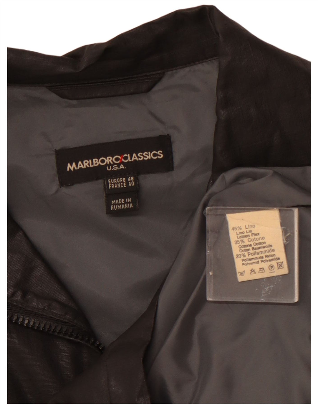 MARLBORO CLASSICS Herren Bomberjacke EU 48 Mittelschwarzes Leinen