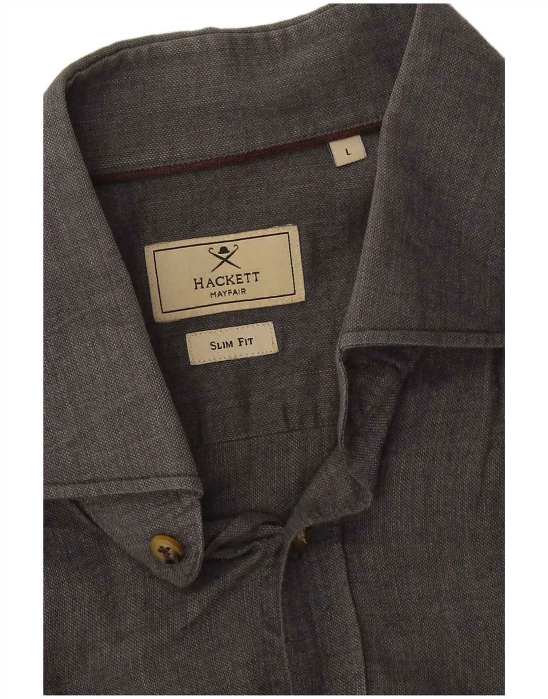 Hackett Herren-Slim-Fit-Hemd, groß, aus grauer Baumwolle