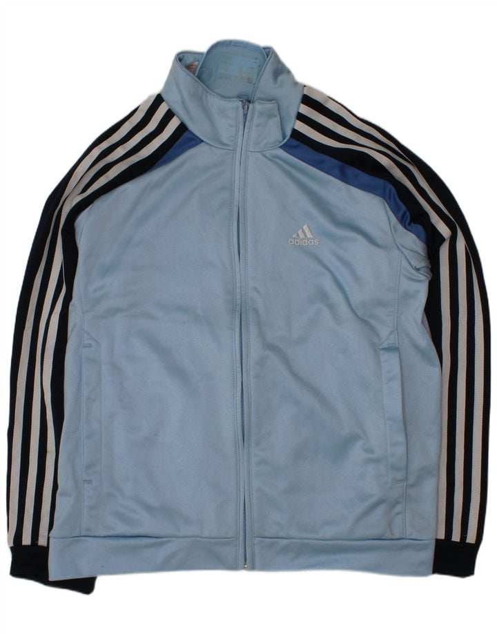 ADIDAS Jungen-Trainingsanzug-Top-Jacke, 11–12 Jahre, blaues Colourblock-Polyester