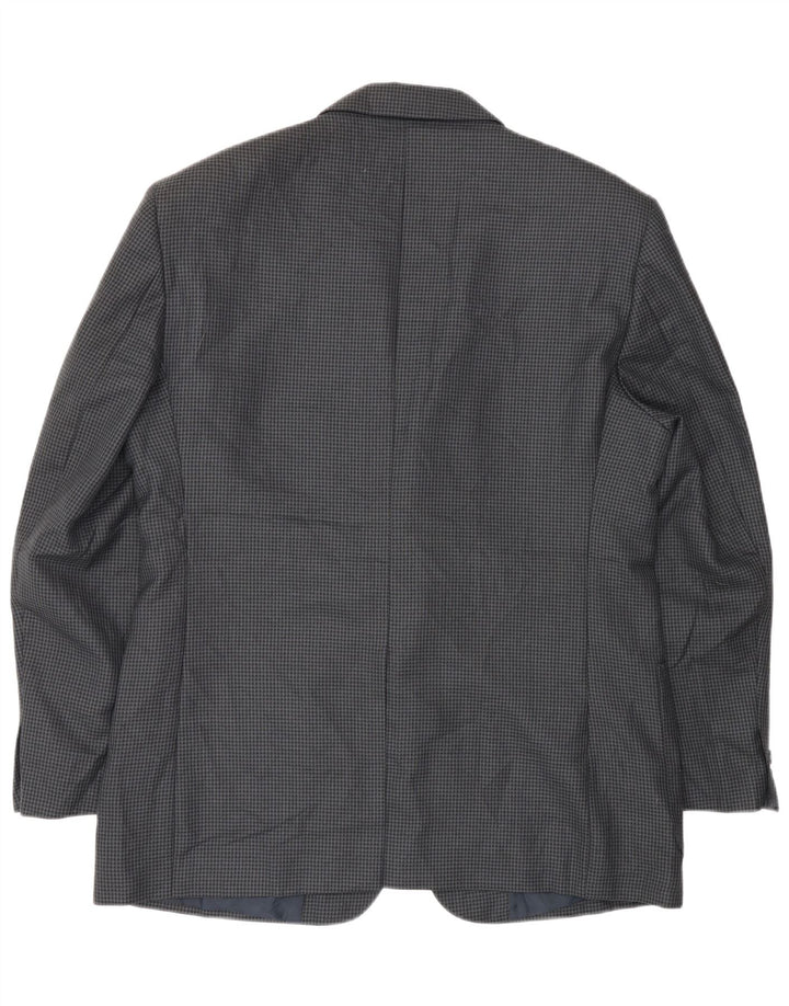 Farah Herren-Blazer mit 2 Knöpfen, UK 40, große marineblaue Hahnentritt-Wolle