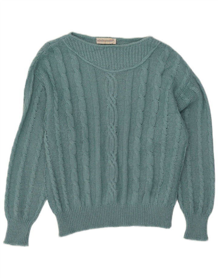 Roberta Puccini Damen-Pullover mit U-Boot-Ausschnitt, Gr. 46, großes blaues Acryl