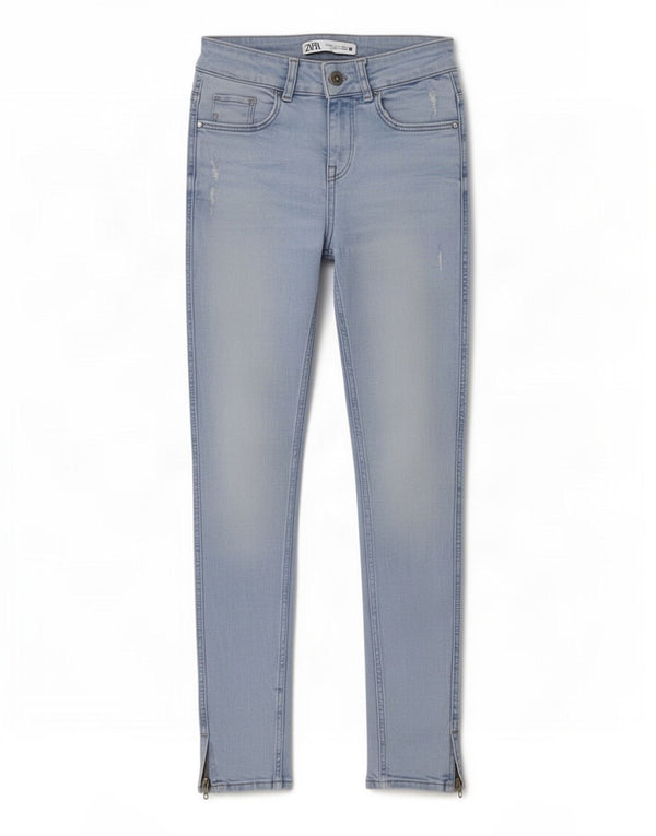 Zara Damen Distressed Skinny Jeans EU 36 XS W26 L27 Blau