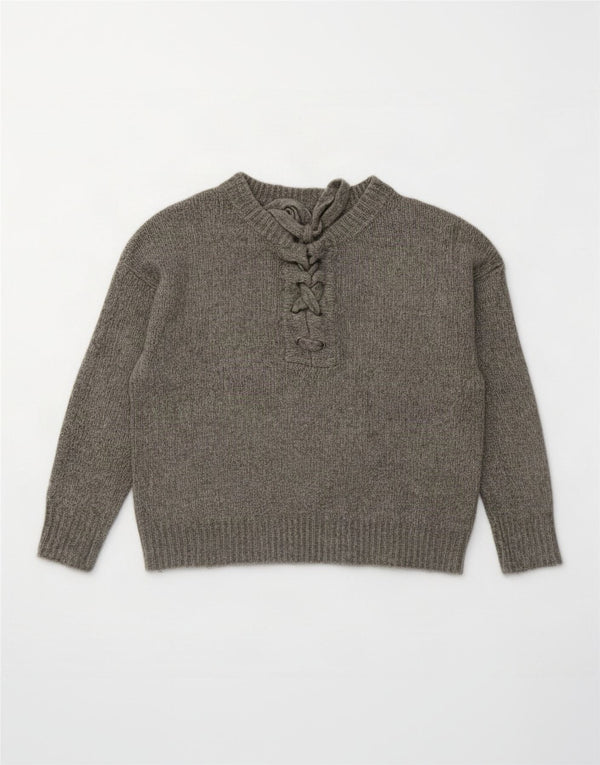 Zara Damen-Pullover, übergroß, Rundhalsausschnitt, Gr. 10, Small, Grau, Acryl