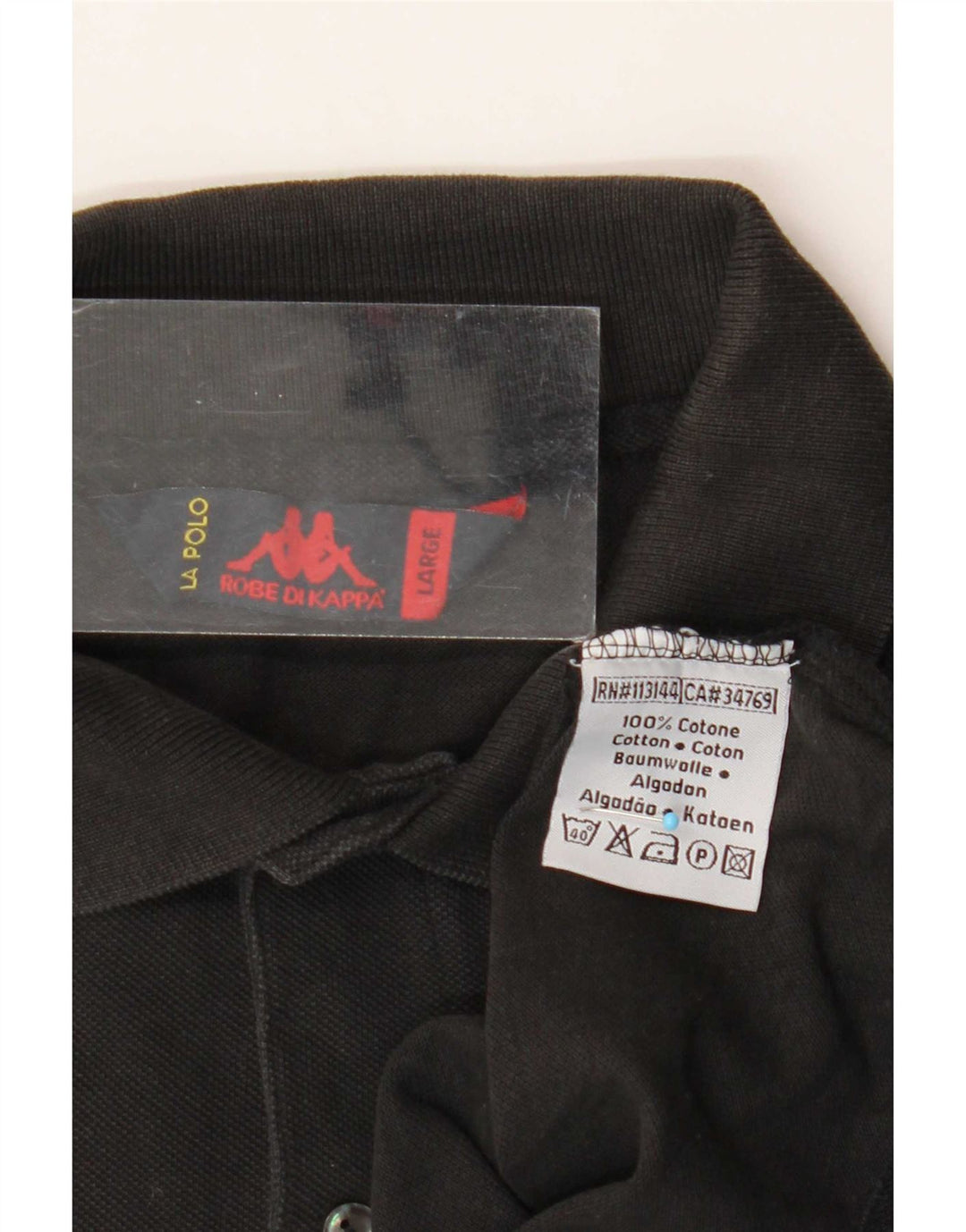 Kappa Herren-Poloshirt, groß, schwarze Baumwolle