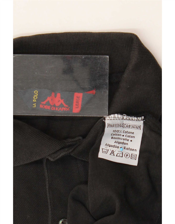 Kappa Herren-Poloshirt, groß, schwarze Baumwolle