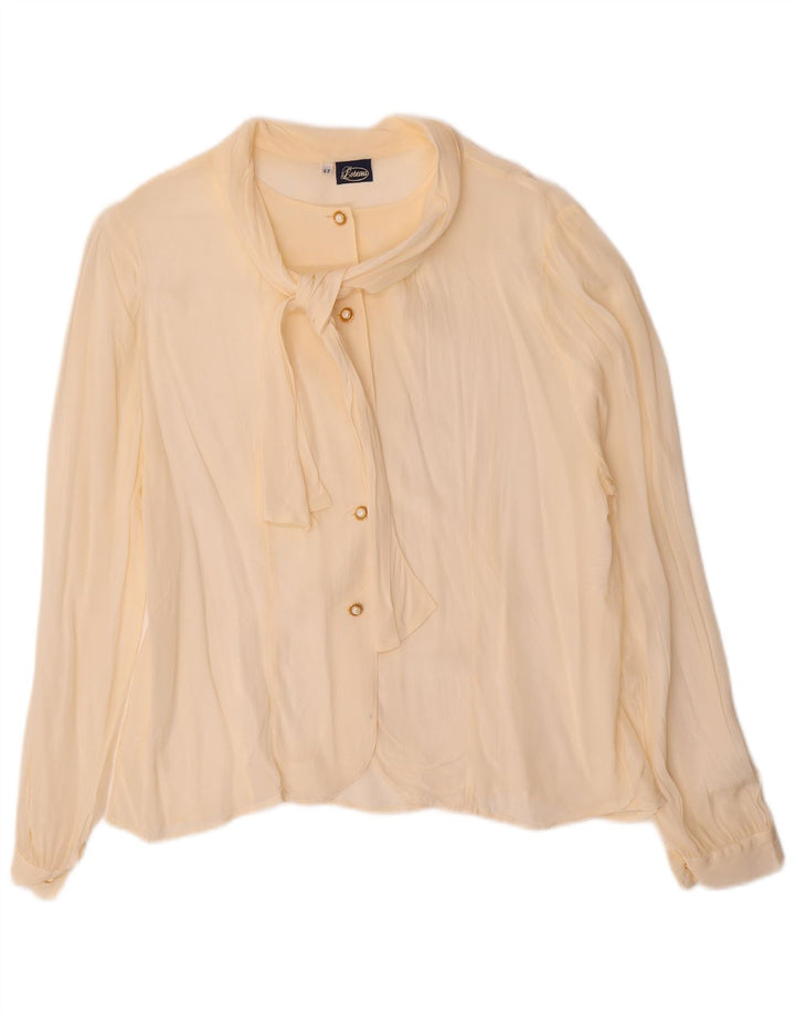 LORENA Womens Front Tie Shirt Blouse UK 14 Large Beige